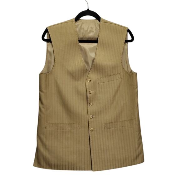 N.Z.T. Mens Suite Vest Gold Striped Size Small Made in Turkey Designer Polyblend - Picture 1 of 8